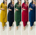 😍NEW LAUNCH😍Stylish embroidery work Ethnic Kurti Palazzo Set