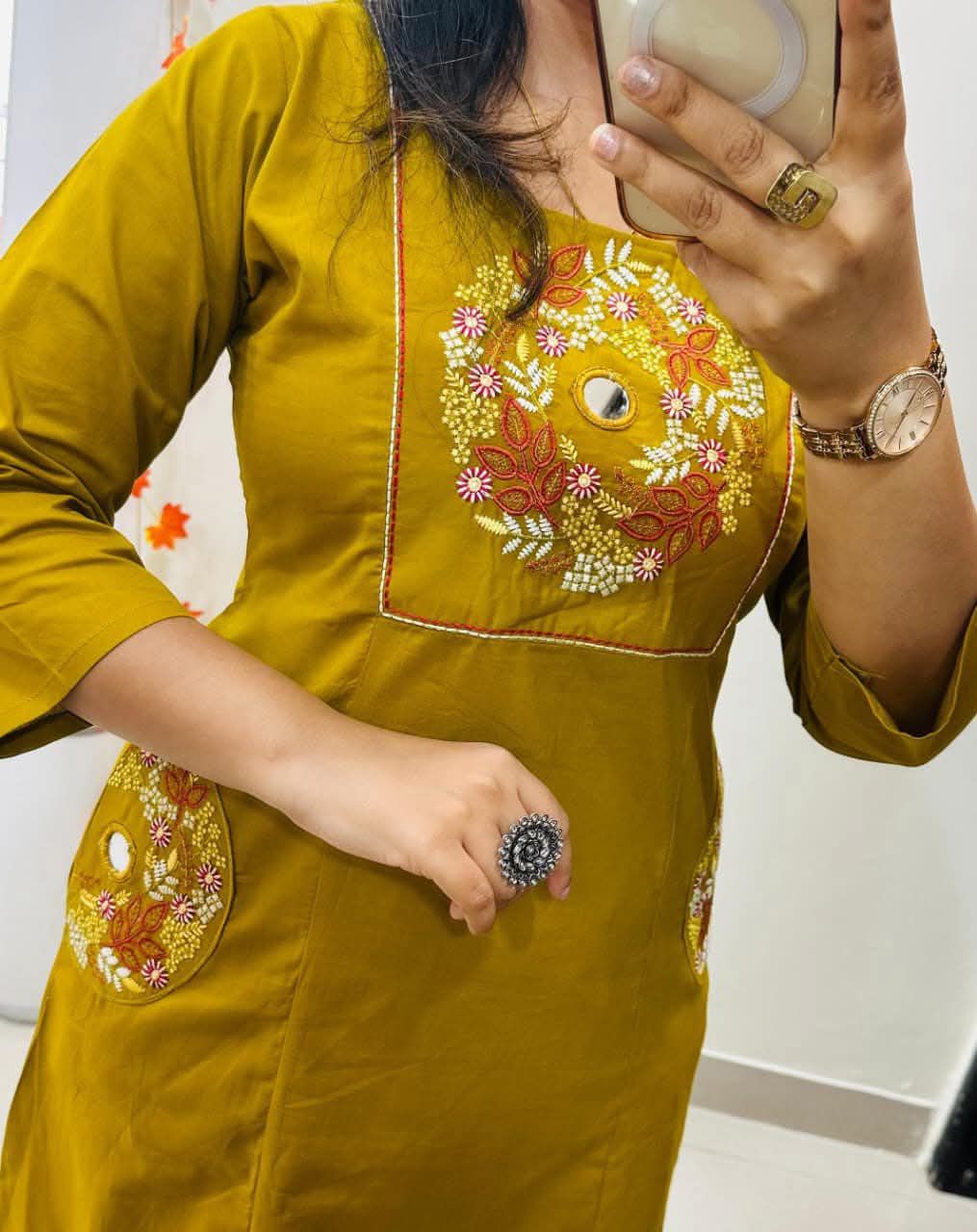😍NEW LAUNCH😍Stylish embroidery work Ethnic Kurti Palazzo Set