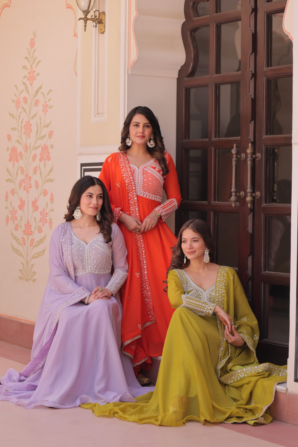 Georgette Beads Emboidered Gown With Dupatta