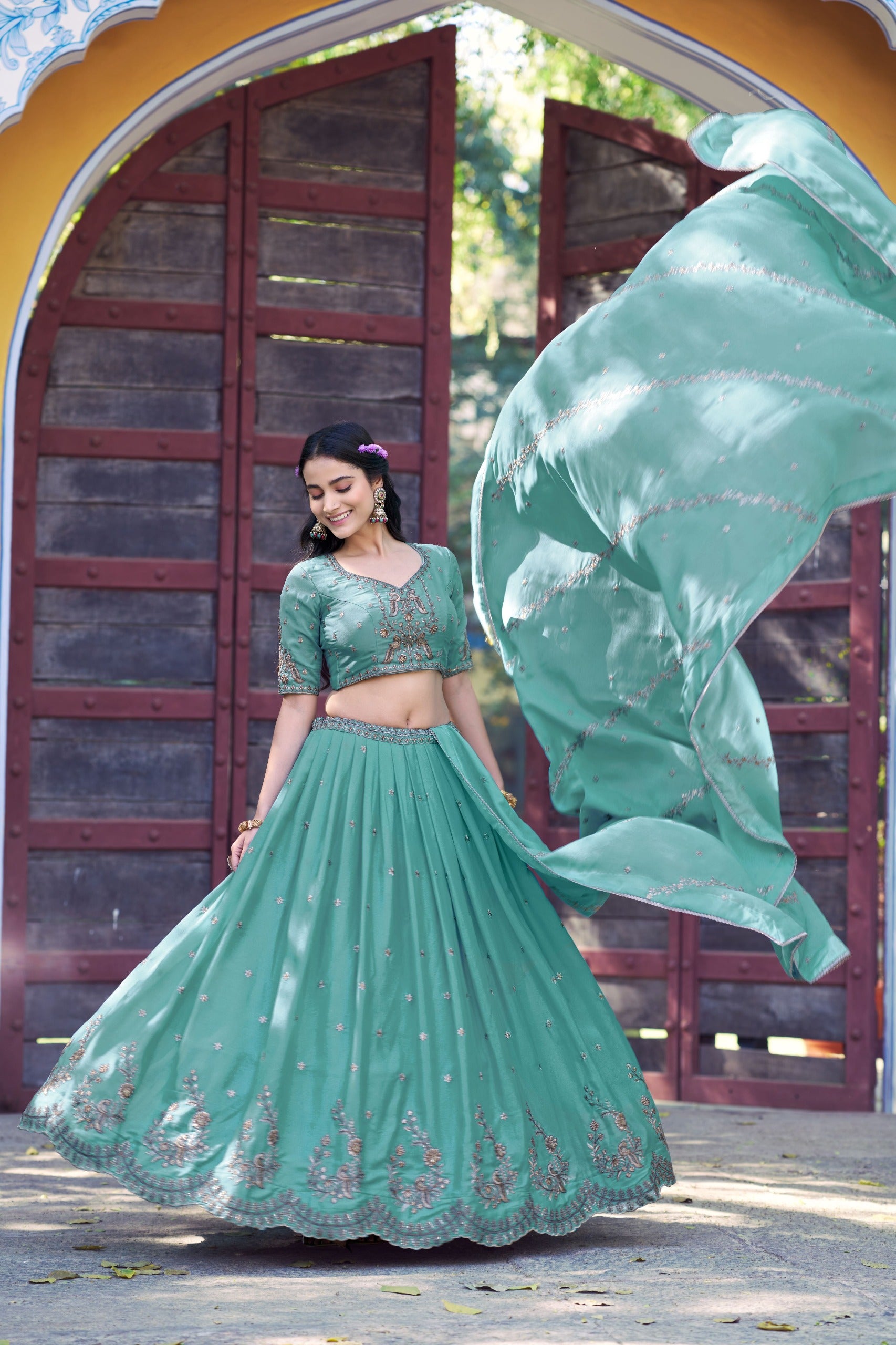 Star Georgette Embroidered Lehenga With Dupatta