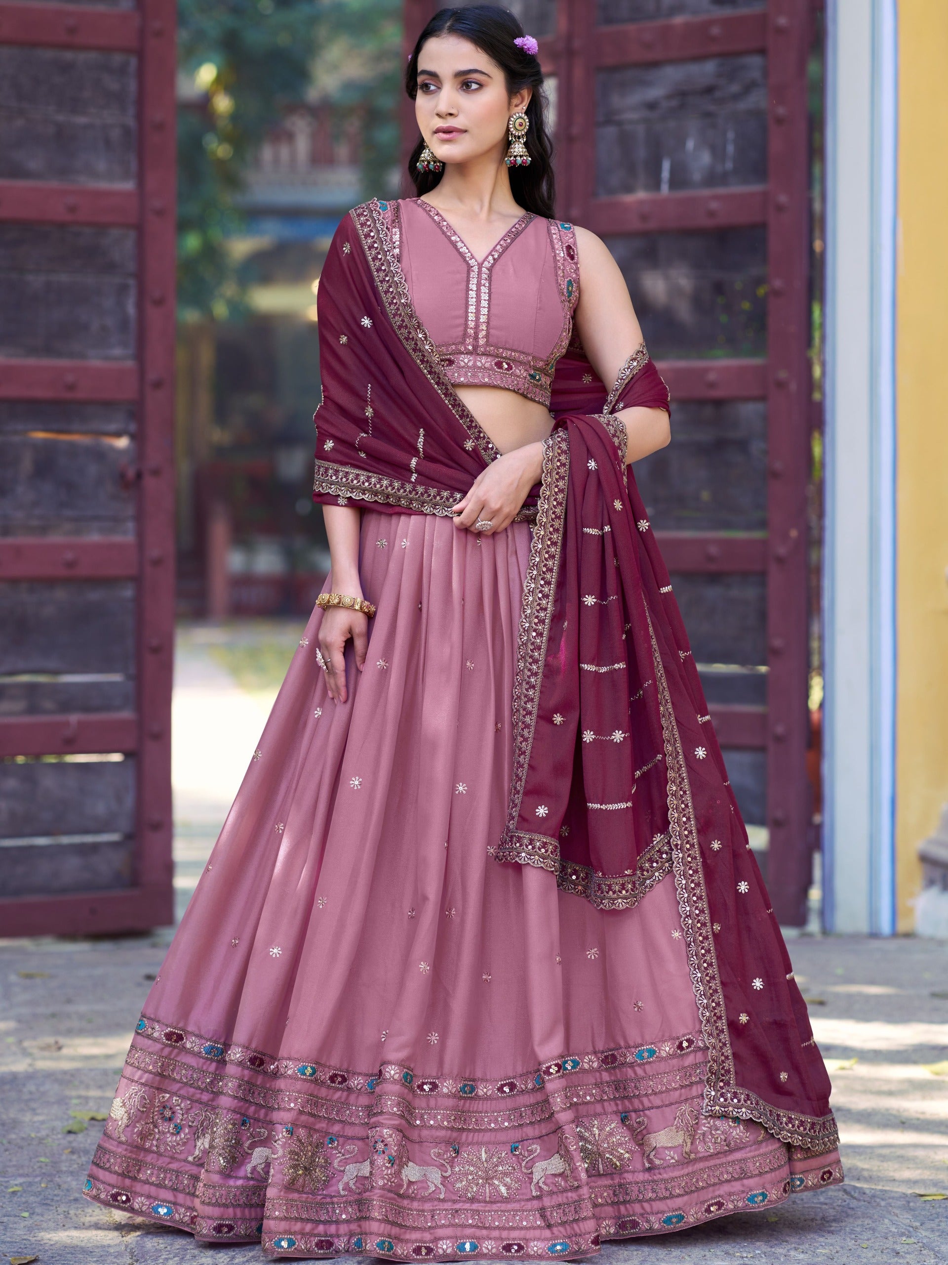 Star Georgette Embroidered Lehenga With Dupatta